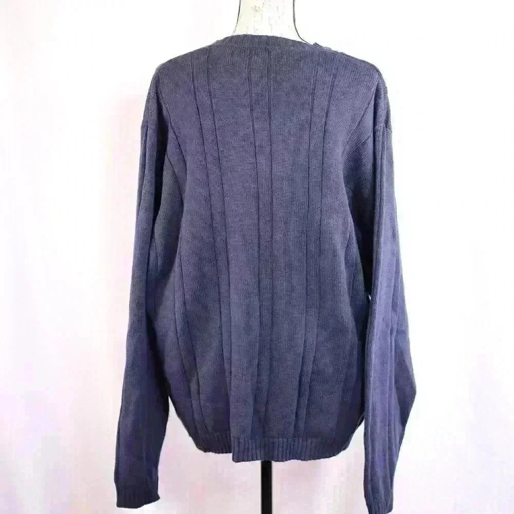 John Ashford Golf ~ Pullover Men Sz XL Blue V-Neck Knit Long Sleeve Sweater Vtg